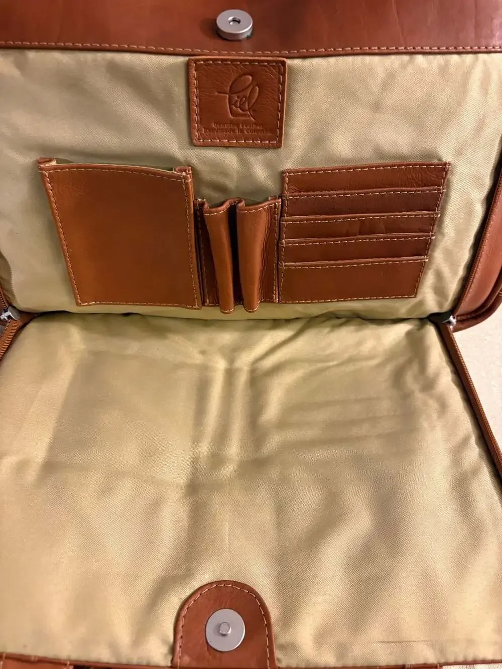 Piel Leather 2102 Computer Briefcase Tan Genuine Leather Laptop Bag